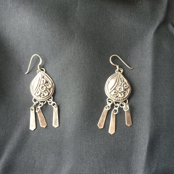 VINTAGE SILVER 925 CHANDELIER EARRINGS - Picture 2 of 4